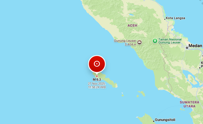 Gempa Dahsyat M6,3 Guncang Sinabang