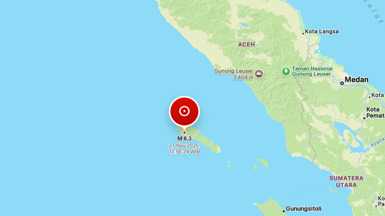 Gempa Dahsyat M6,3 Guncang Sinabang